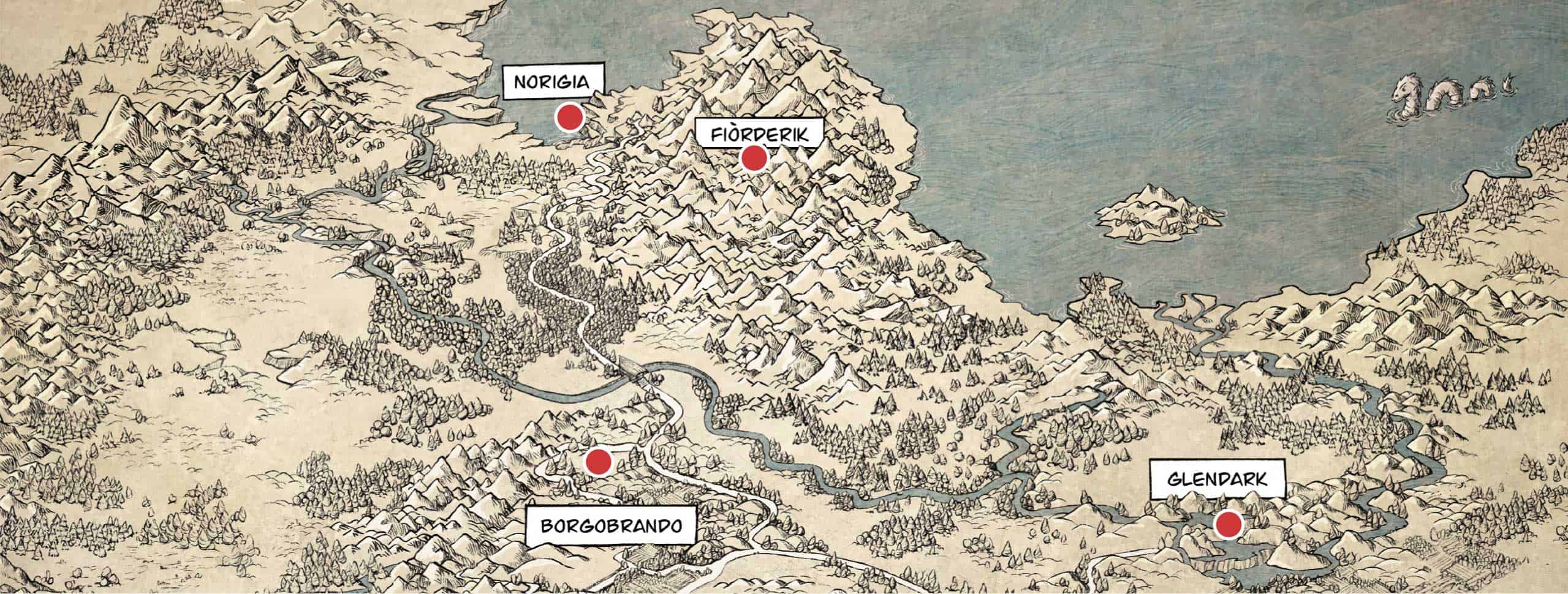 mappa mondo fantasy di Soeliok : le Terre popolate